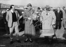 Imam Sultan Muhammad Shah with Begum Mata Salamat and Prince Aly Khan at Nice Airport  1953-12-29